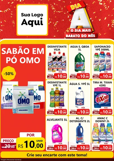 Modelo de Encarte para Encarte A4 Vertical com o tema Dia A o Dia Mais Barato do Mês para Produtos de Limpeza