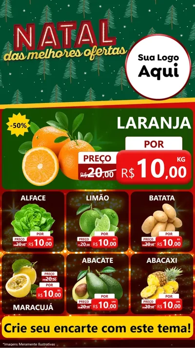 Modelo de Rede Social para Stories com o tema Natal das Melhores Ofertas para Hortifrúti
