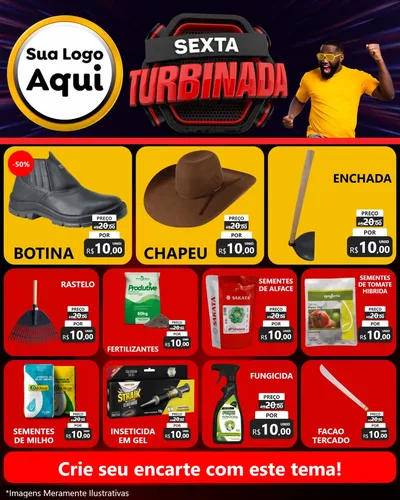 Modelo de Rede Social para Feed Instagram com o tema Sexta Turbinada para Agropecuária