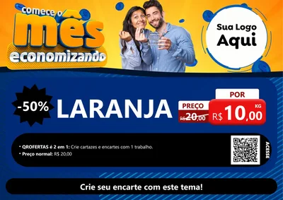 Modelo de Cartaz para Cartaz A4 Horizontal com o tema Comece O Mês Economizando para Hortifrúti