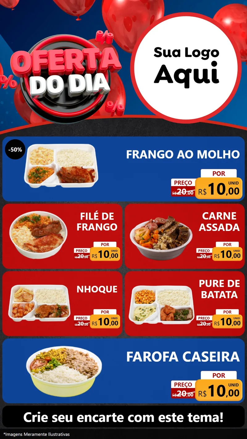 Modelo de TV para TV Vertical com o tema Oferta do Dia para Restaurante