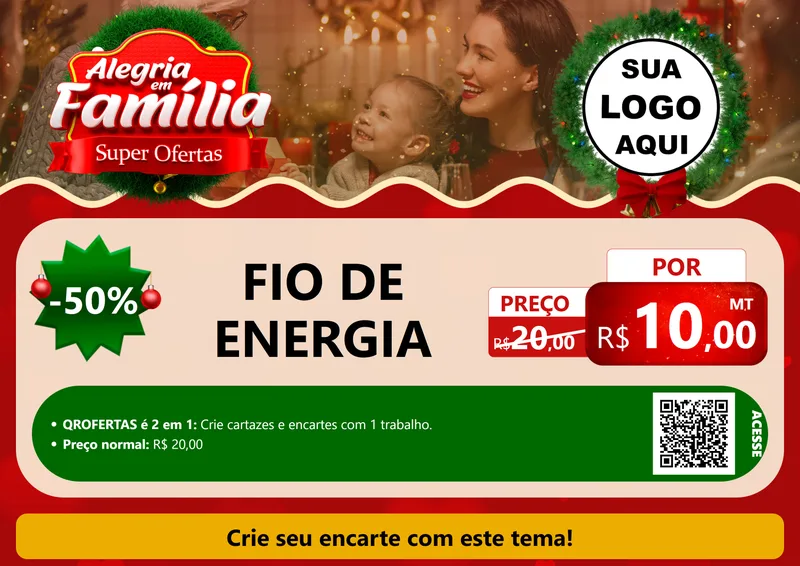 Modelo de Cartaz para Cartaz A4 Horizontal com o tema Alegria Em Família - Super Ofertas para Materiais Elétricos