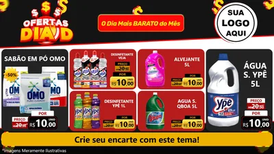 Modelo de TV para TV Horizontal com o tema Ofertas Dia D para Produtos de Limpeza