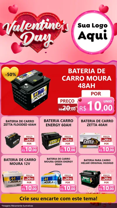 Modelo de Rede Social para Stories com o tema Valentine's Day para Baterias Elétricas