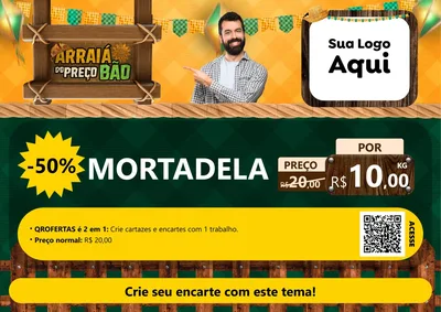 Modelo de Cartaz para Cartaz A4 Horizontal com o tema Arraiá do preço bão para Frios e Laticínios