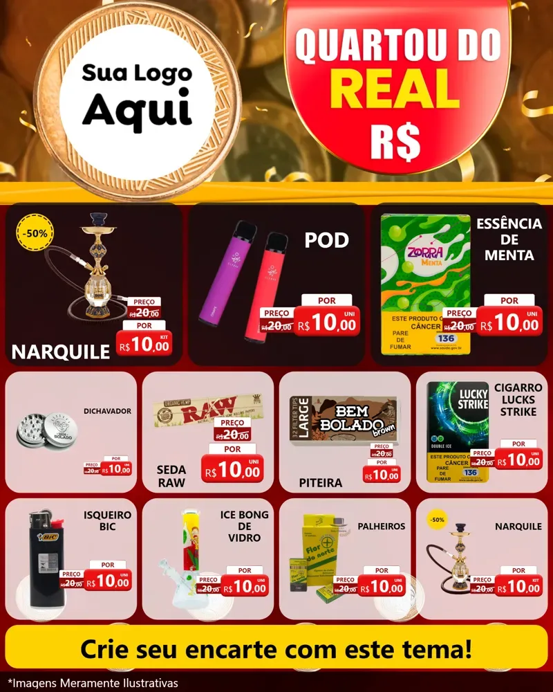 Modelo de Rede Social para Feed Instagram com o tema Quartou do Real para Tabacaria