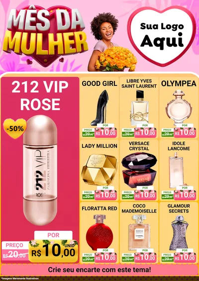 Modelo de Encarte para Encarte A4 Vertical com o tema Mês da Mulher para Perfumes