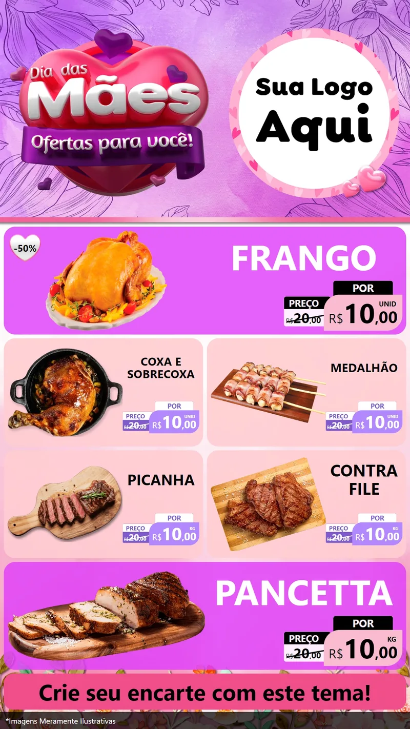 Modelo de TV para TV Vertical com o tema Dia das Mães Ofertas para Você! para Assados