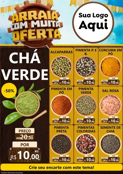 Modelo de Encarte para Encarte A4 Vertical com o tema Ofertas de São João - Junina para Produtos Naturais