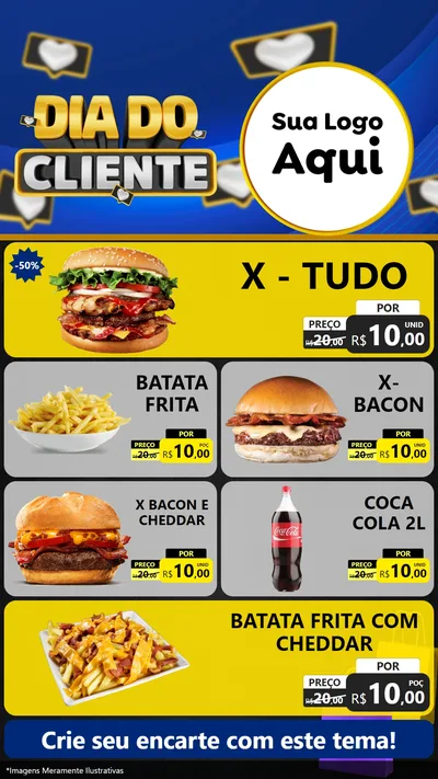 Modelo de TV para TV Vertical com o tema Dia Do Cliente para Hamburgueria