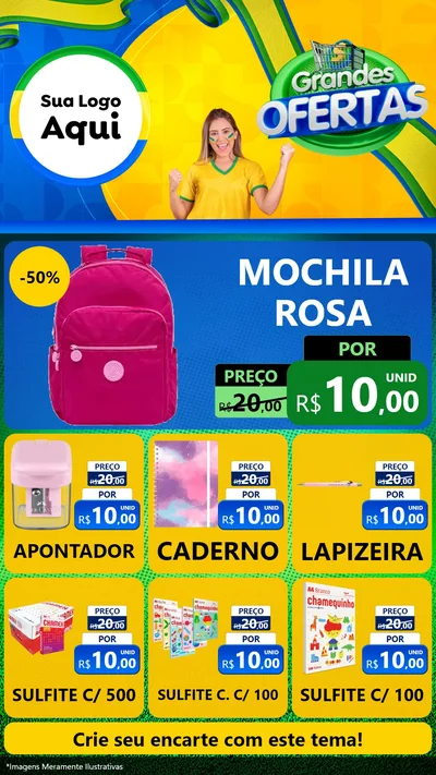 Modelo de Rede Social para Stories com o tema Grandes Ofertas para Papelaria