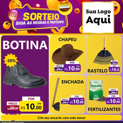 Modelo de Rede Social para Feed Facebook com o tema Sorteio para Agropecuária