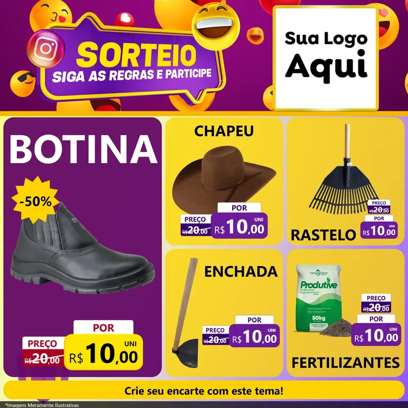 Modelo de Rede Social para Feed Facebook com o tema Sorteio para Agropecuária
