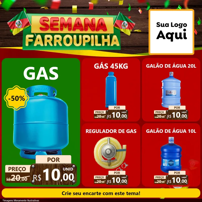 Modelo de Rede Social para Feed Facebook com o tema Semana Farroupilha para Água e gás