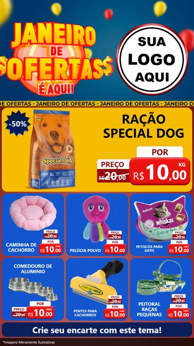 Modelo de Rede Social para Stories com o tema Janeiro de Ofertas É Aqui! para Pet Shop