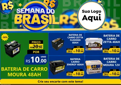 Modelo de Encarte para Encarte A4 Horizontal com o tema Semana Do Brasil para Baterias Elétricas