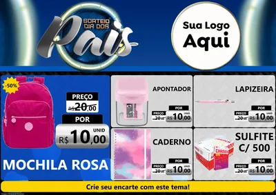 Modelo de Encarte para Encarte A4 Horizontal com o tema Sorteio Dia Dos Pais para Papelaria