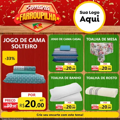 Modelo de Rede Social para Feed Facebook com o tema Semana Farroupilha para Cama, Mesa e Banho