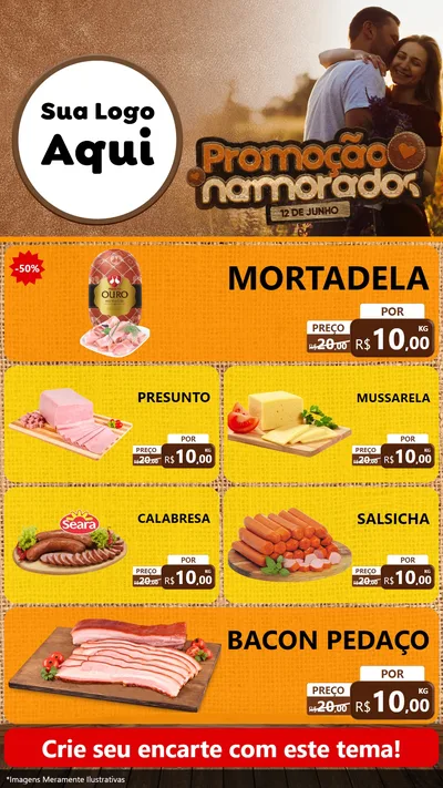 Modelo de TV para TV Vertical com o tema Promoção Namorados para Frios e Laticínios