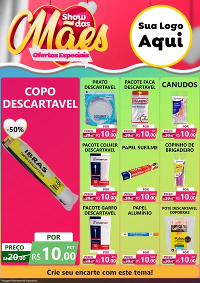 Modelo de Encarte para Encarte A4 Vertical com o tema Show das Mães - Ofertas Especiais para Embalagens