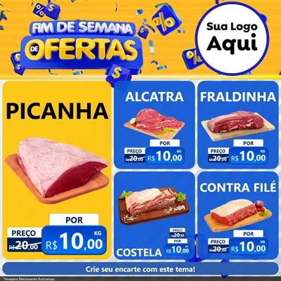 Modelo de Rede Social para Feed Facebook com o tema Fim de Semana de Ofertas para Açougue
