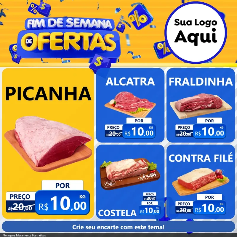 Modelo de Rede Social para Feed Facebook com o tema Fim de Semana de Ofertas para Açougue