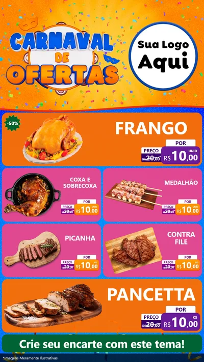 Modelo de TV para TV Vertical com o tema Carnaval de Ofertas para Assados