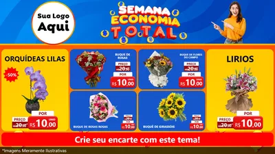 Modelo de TV para TV Horizontal com o tema Semana Economia Total para Floricultura e jardim