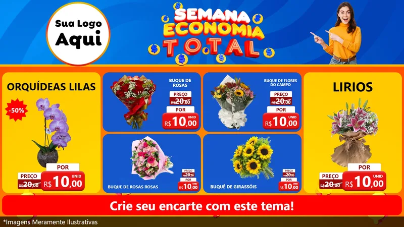 Modelo de TV para TV Horizontal com o tema Semana Economia Total para Floricultura e jardim