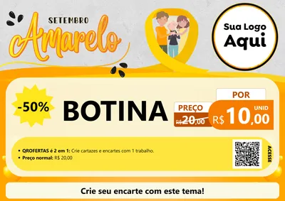 Modelo de Cartaz para Cartaz A4 Horizontal com o tema Setembro Amarelo para Agropecuária