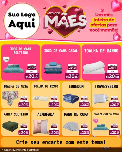 Modelo de Rede Social para Feed Instagram com o tema Mês das Mães para Cama, Mesa e Banho