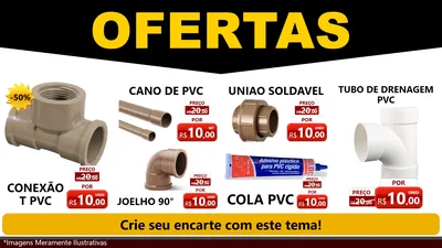 Modelo de TV para TV Horizontal com o tema Ofertas Preto e Vermelho Cartaz para Tubos e conexões