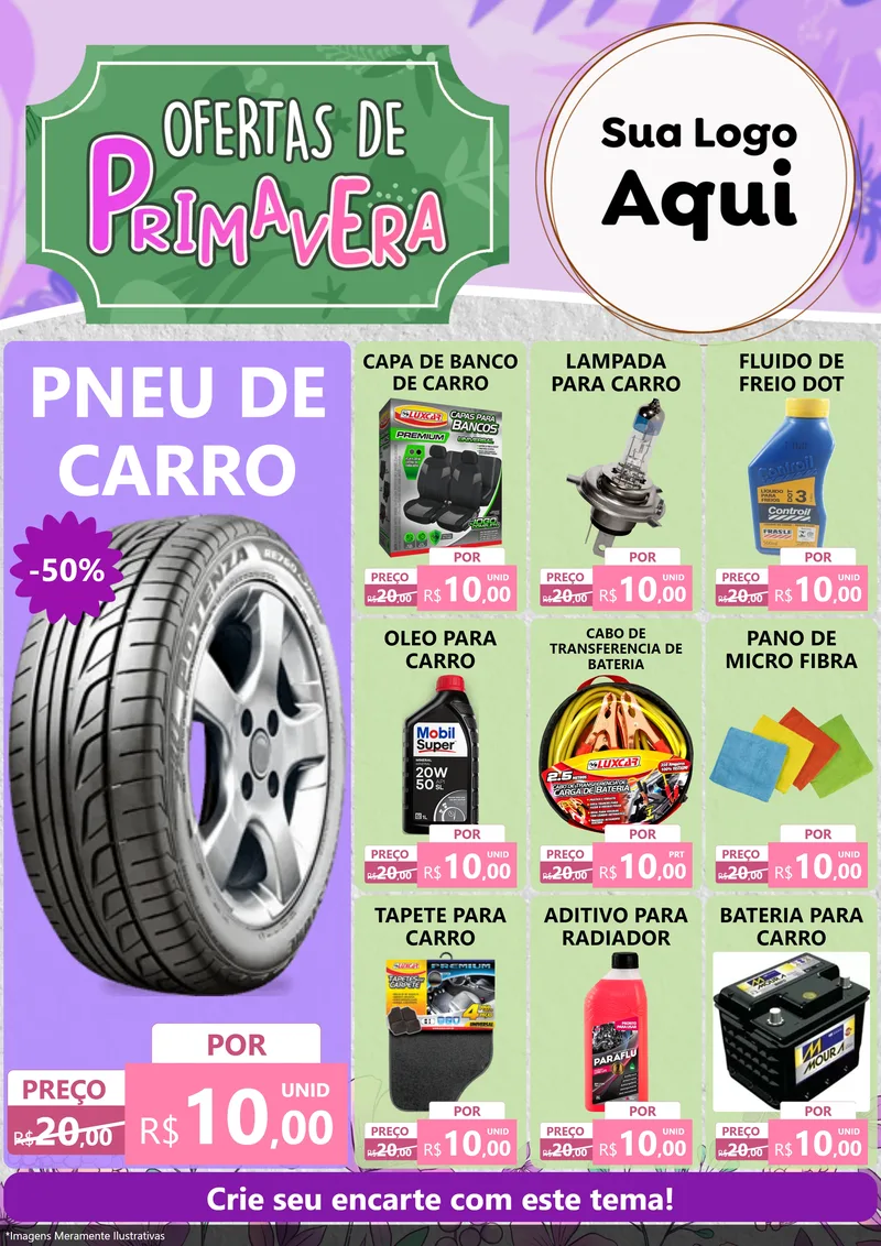 Modelo de Encarte para Encarte A4 Vertical com o tema Ofertas de Primavera para Auto peças