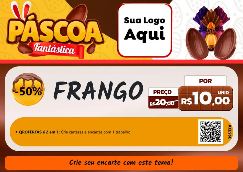 Modelo de Cartaz para Cartaz A4 Horizontal com o tema Páscoa Fantástica para Assados