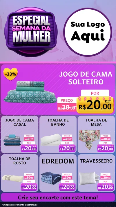 Modelo de Rede Social para Stories com o tema Especial Semana da Mulher para Cama, Mesa e Banho