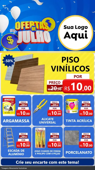 Modelo de Rede Social para Stories com o tema Ofertas de Julho para Material para Construção