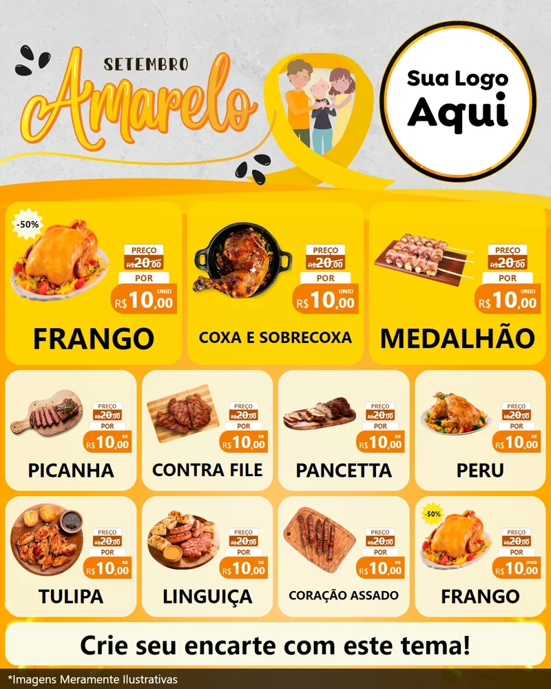 Modelo de Rede Social para Feed Instagram com o tema Setembro Amarelo para Assados
