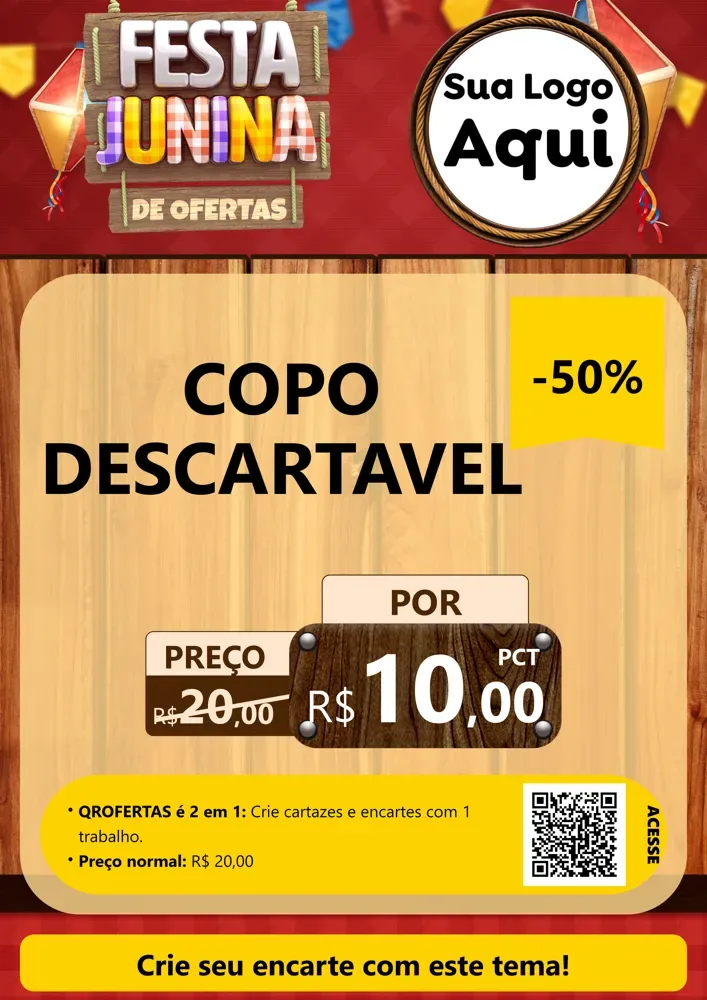 Modelo de Cartaz para Cartaz A4 Vertical com o tema Festa Junina de Ofertas para Embalagens