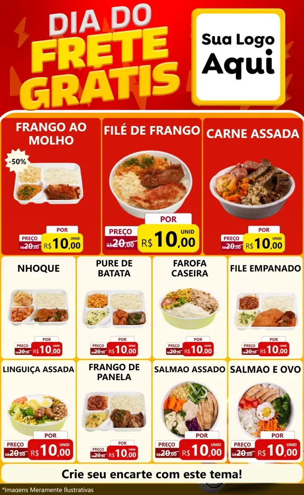 Modelo de Encarte para Encarte Grande com o tema Dia do Frete Grátis para Restaurante
