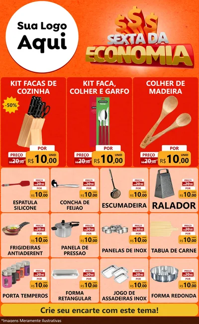 Modelo de Encarte para Encarte Grande com o tema Sexta da Economia para Utilidades Domésticas