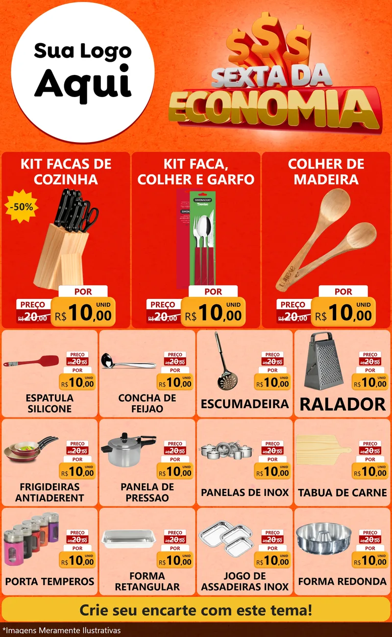 Modelo de Encarte para Encarte Grande com o tema Sexta da Economia para Utilidades Domésticas