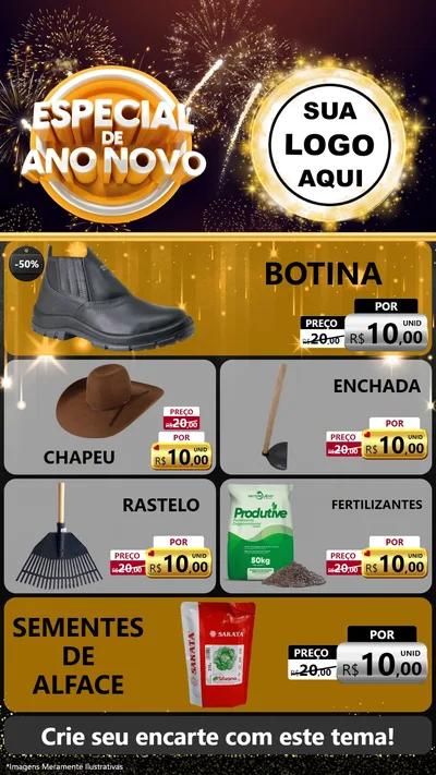 Modelo de TV para TV Vertical com o tema Especial de Ano Novo para Agropecuária