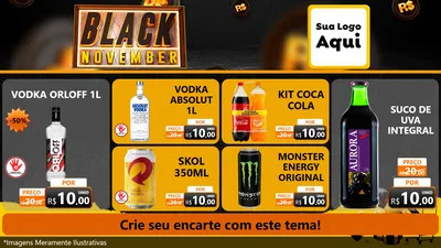 Modelo de TV para TV Horizontal com o tema Black November para Distribuidora de bebidas