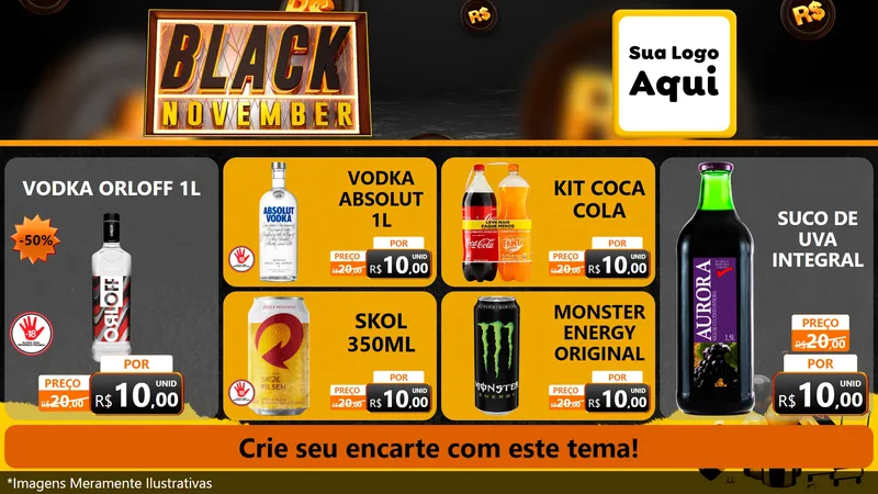 Modelo de TV para TV Horizontal com o tema Black November para Distribuidora de bebidas
