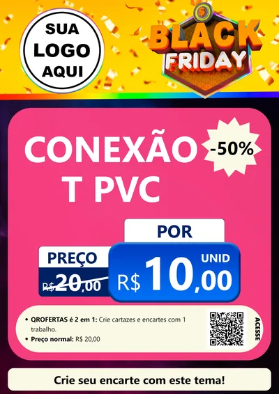 Modelo de Cartaz para Cartaz A4 Vertical com o tema Black Friday para Tubos e conexões