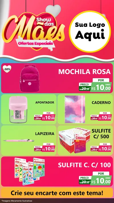 Modelo de TV para TV Vertical com o tema Show das Mães - Ofertas Especiais para Papelaria