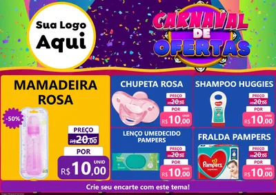 Modelo de Encarte para Encarte A4 Horizontal com o tema Carnaval de Ofertas para Bebês