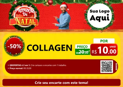 Modelo de Cartaz para Cartaz A4 Horizontal com o tema Promoção de Natal para Suplementos alimentares