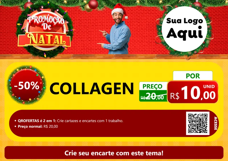 Modelo de Cartaz para Cartaz A4 Horizontal com o tema Promoção de Natal para Suplementos alimentares