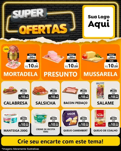 Modelo de Rede Social para Feed Instagram com o tema Super Ofertas para Frios e Laticínios